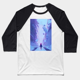 Anime Girl Snowy Broken Ice Christmas Landscape Baseball T-Shirt